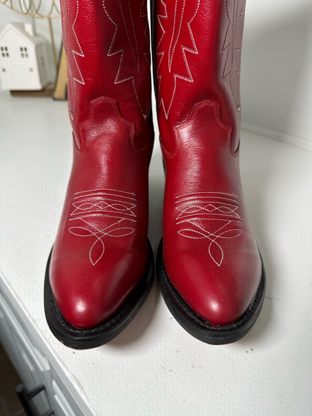 **SOLD**Shyanne Red Leather Cowboy Boots Mens 7D Womens 8 8.5 Western Statement - Picture 3 of 9